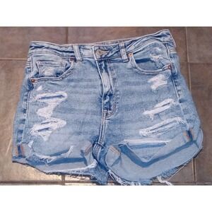 American Eagle Women's 6 Stretch Jean Shorts‎ Distressed Denim Rolled Frayed Hem